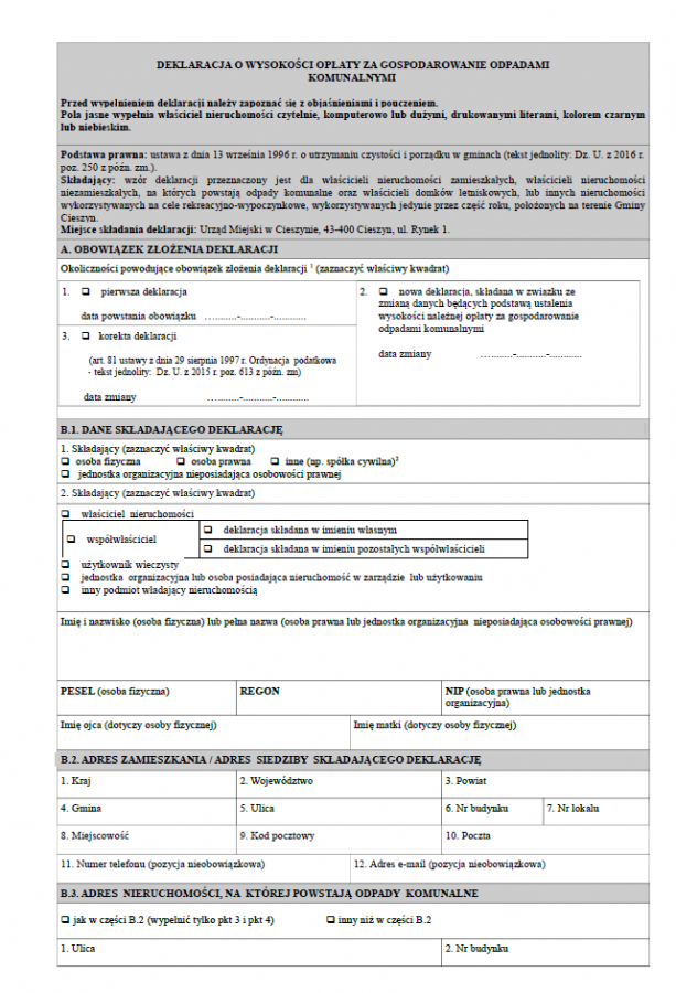 Nowe terminy na zgłaszanie zmian w deklaracji o wysokości opłaty za gospodarowanie odpadami komunalnymi