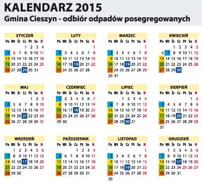 Harmonogram odbioru odpadów w 2015 r.