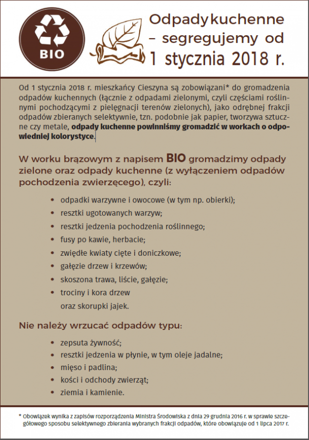 Obowiązkowa zbiórka odpadów kuchennych na terenie Cieszyna