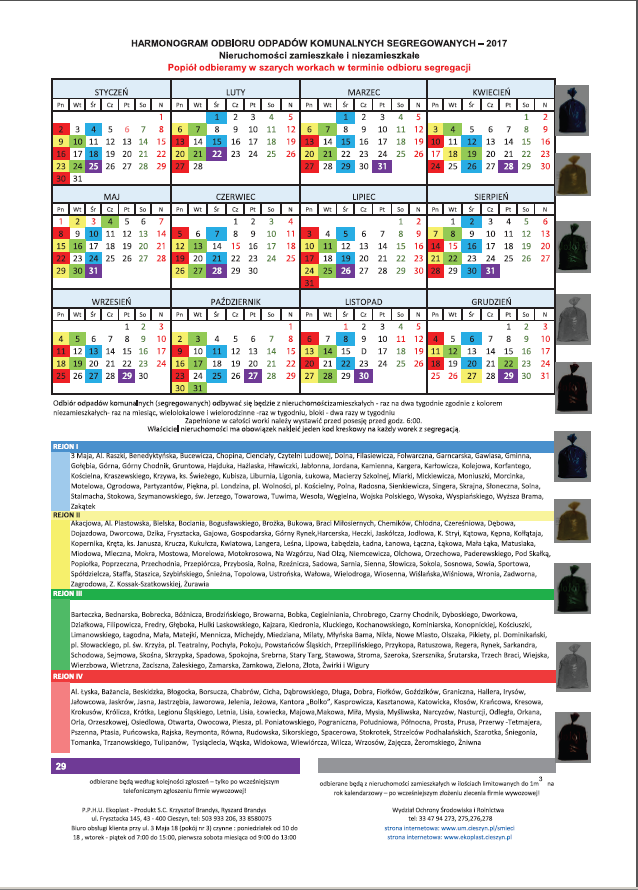 Harmonogram odbioru odpadów w 2017 r.